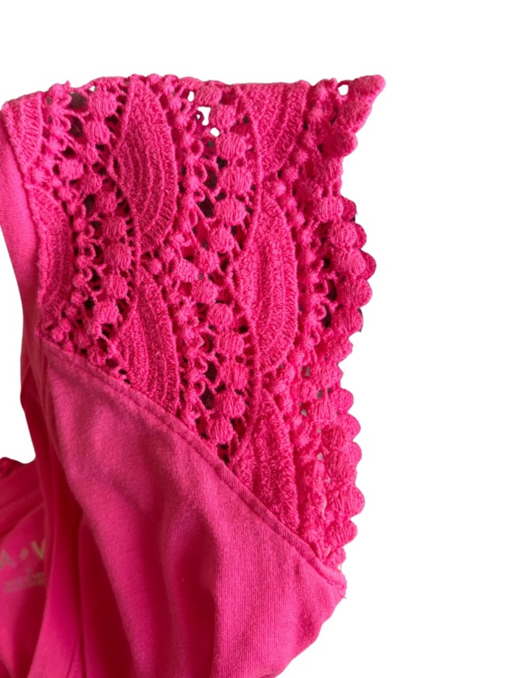 AVA & VIV Top Paradise Pink Crochet Lace V-Neck Cap Sleeve Women’s Plus Size 1X - Picture 7 of 16